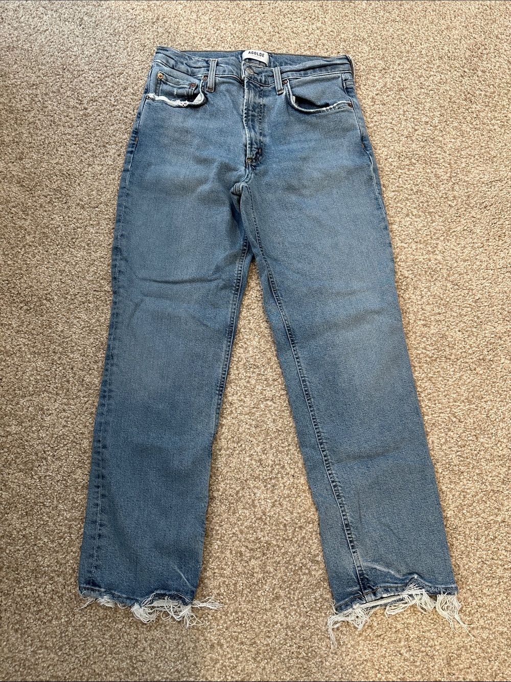 Agolde Kye Straight Leg Mid Rise Jeans - Medium Blue